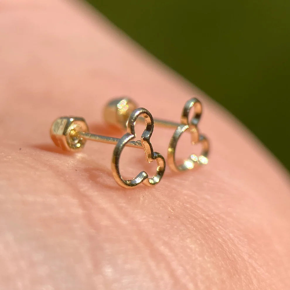 Broqueles Silueta Mickey en Oro Amarillo 14k Cod.BO017 6mm