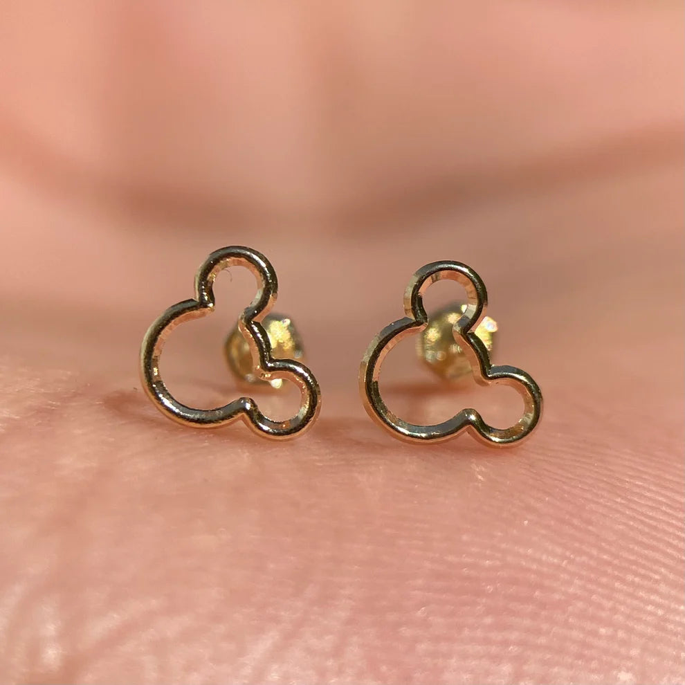 Broqueles Silueta Mickey en Oro Amarillo 14k Cod.BO017 6mm