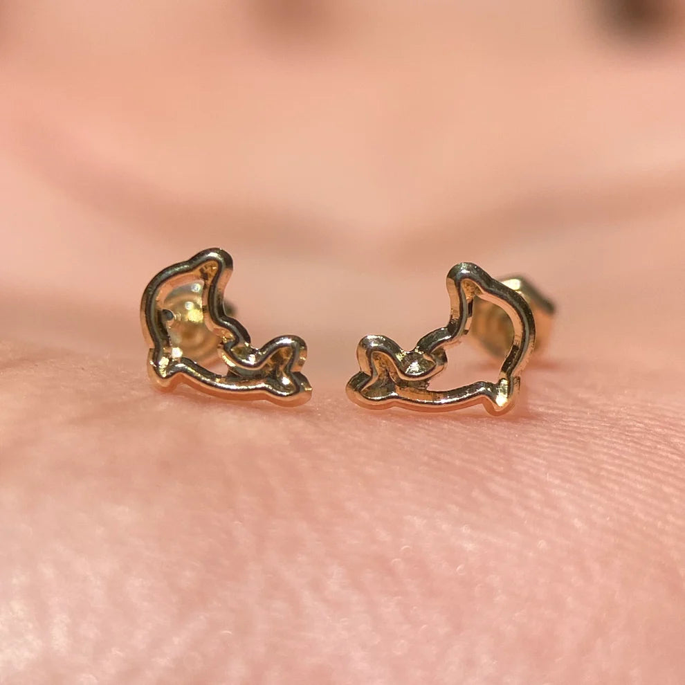 Broqueles Silueta Delfin en Oro Amarilo 14k Cod.BO006 4.5m