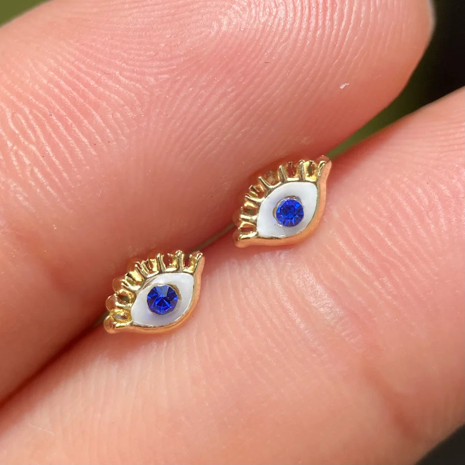 Broqueles Ojo Turco en  Oro Amarillo 14k Cod.BO011 6mm