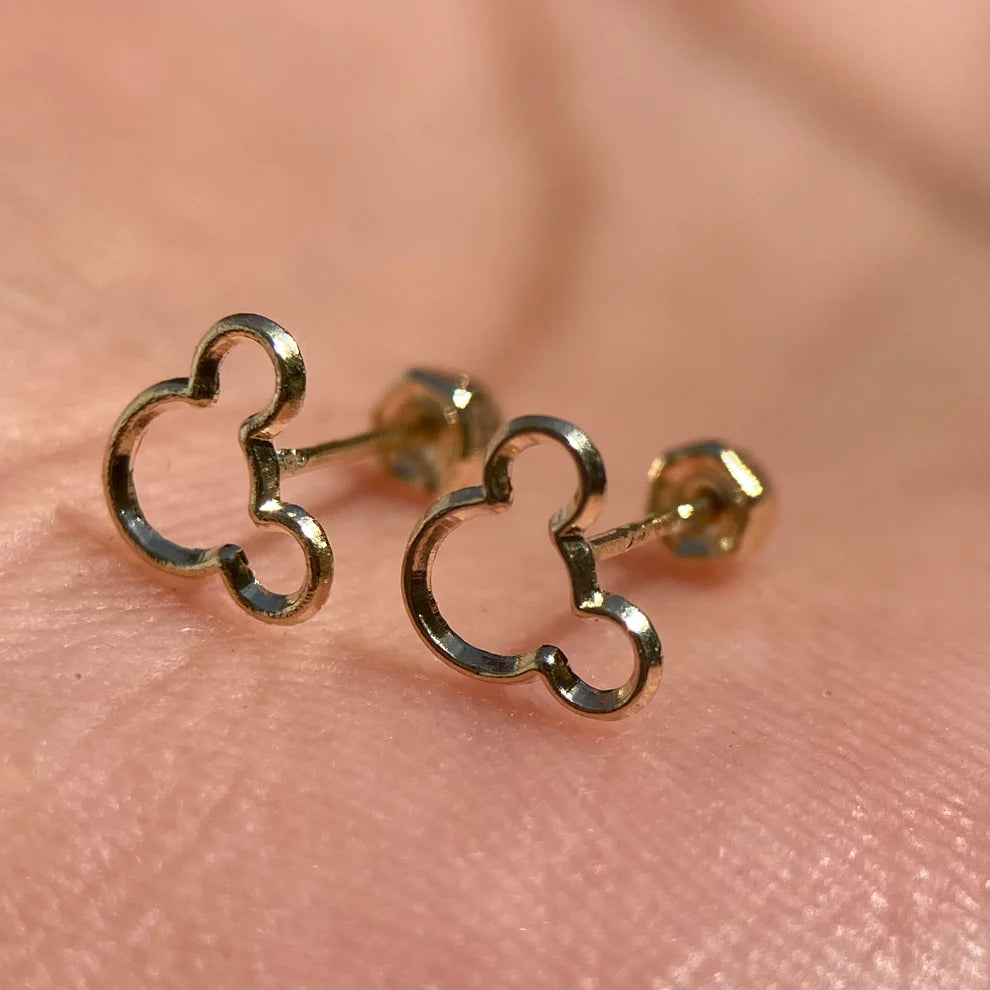 Broqueles Silueta Mickey en Oro Amarillo 14k Cod.BO017 6mm