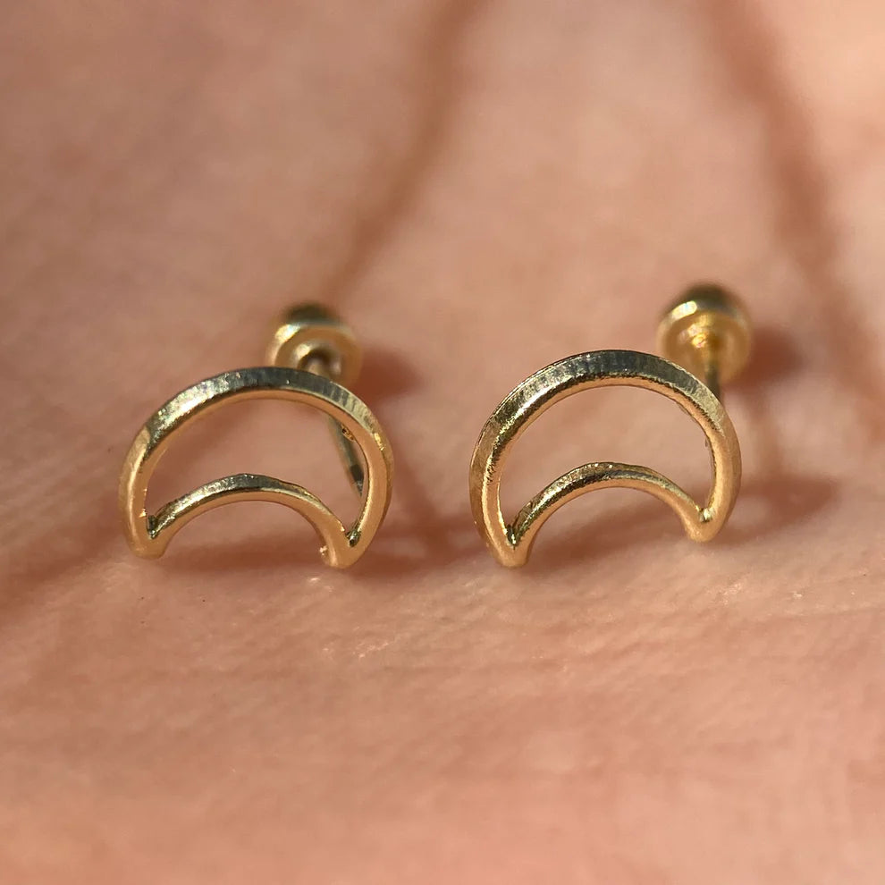 Broqueles Silueta Luna en Oro Amarillo 10k Cod.BRO244 7mm