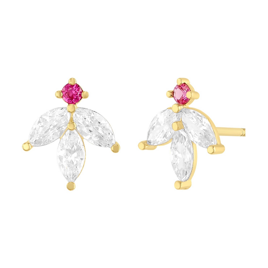 Broqueles Hoja Marquise en oro amarillo 10k con circonias Cod: 14937 7mm