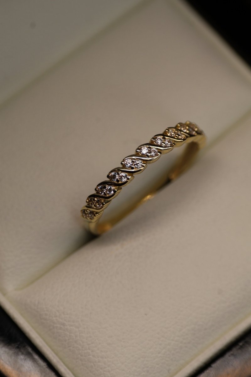 Media Churumbela en Oro Amarillo 10k con Circonia Mod.15921 Talla 6.5 - Mouty Joyería