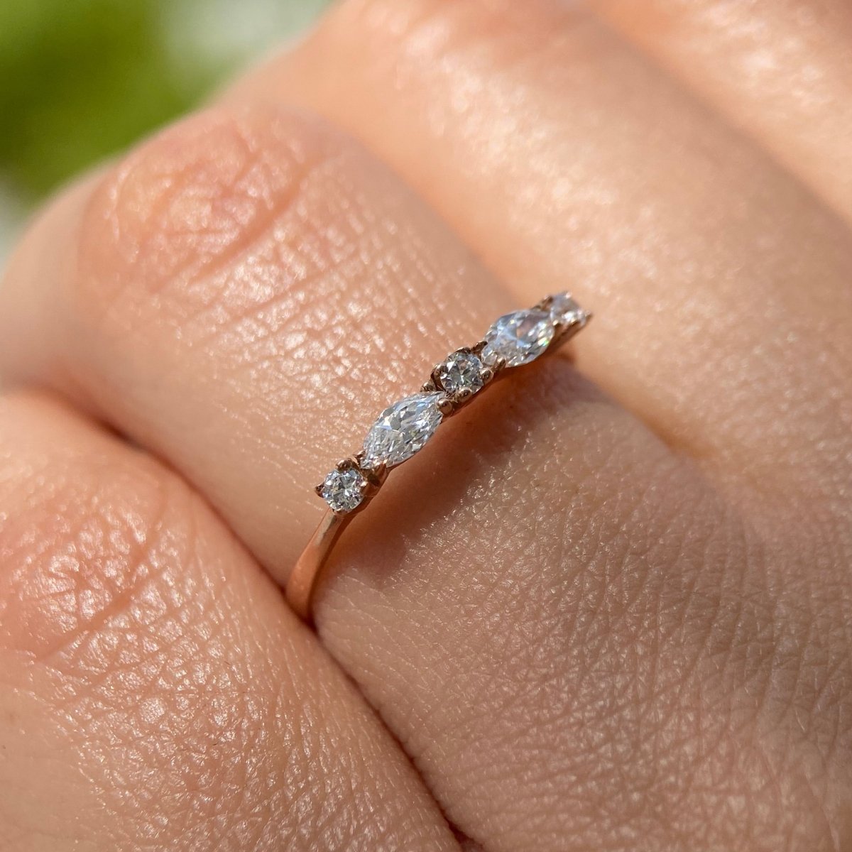 Media churumbela en oro rosa 14k con circonias blancas Mod.14195 Talla 6 - Mouty Joyería