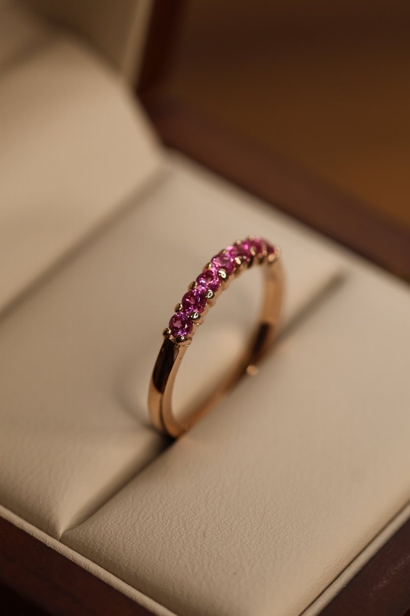 Media Churumbela en Oro Rosa 14k con Rodolita Mod.15949 Talla - 6.5 - Mouty Joyería