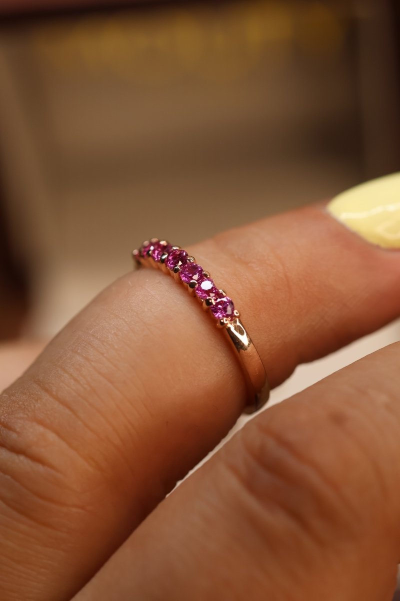 Media Churumbela en Oro Rosa 14k con Rodolita Mod.15949 Talla - 6.5 - Mouty Joyería