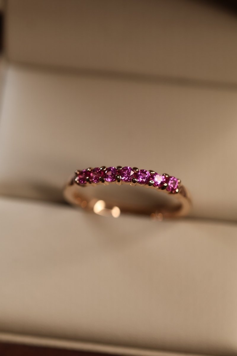 Media Churumbela en Oro Rosa 14k con Rodolita Mod.15949 Talla - 6.5 - Mouty Joyería