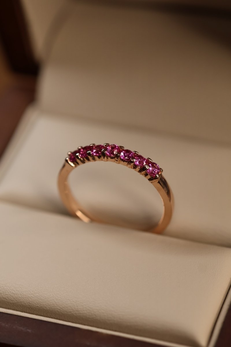 Media Churumbela en Oro Rosa 14k con Rodolita Mod.15949 Talla - 6.5 - Mouty Joyería