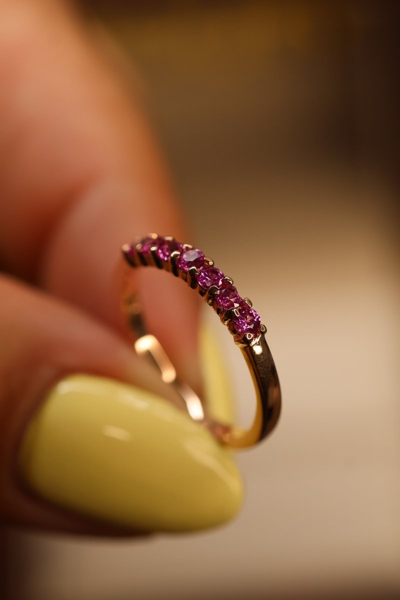 Media Churumbela en Oro Rosa 14k con Rodolita Mod.15949 Talla - 6.5 - Mouty Joyería