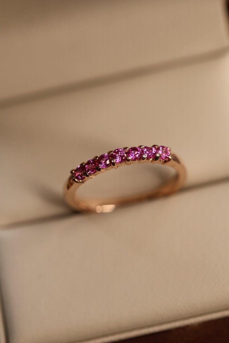 Media Churumbela en Oro Rosa 14k con Rodolita Mod.15949 Talla - 6.5 - Mouty Joyería