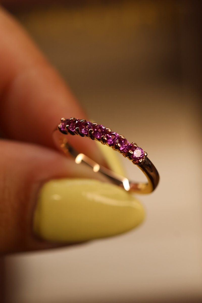 Media Churumbela en Oro Rosa 14k con Rodolita Mod.15949 Talla - 6.5 - Mouty Joyería