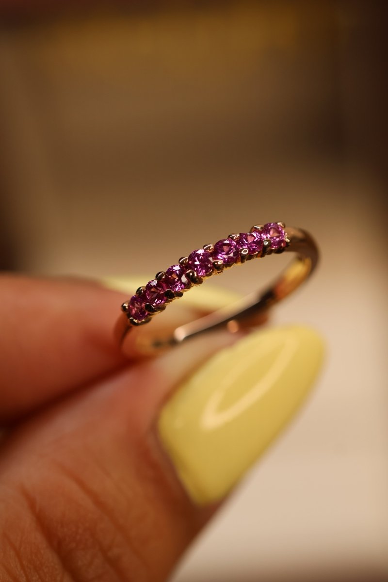 Media Churumbela en Oro Rosa 14k con Rodolita Mod.15949 Talla - 6.5 - Mouty Joyería