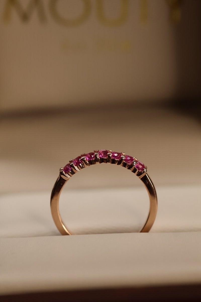 Media Churumbela en Oro Rosa 14k con Rodolita Mod.15949 Talla - 6.5 - Mouty Joyería