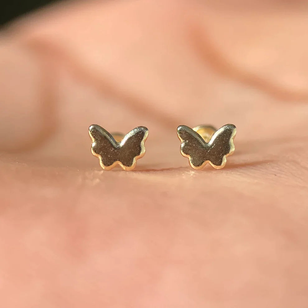 Broqueles Mariposa Chica Oro Amarillo 10k Cod.BRO288 3mm