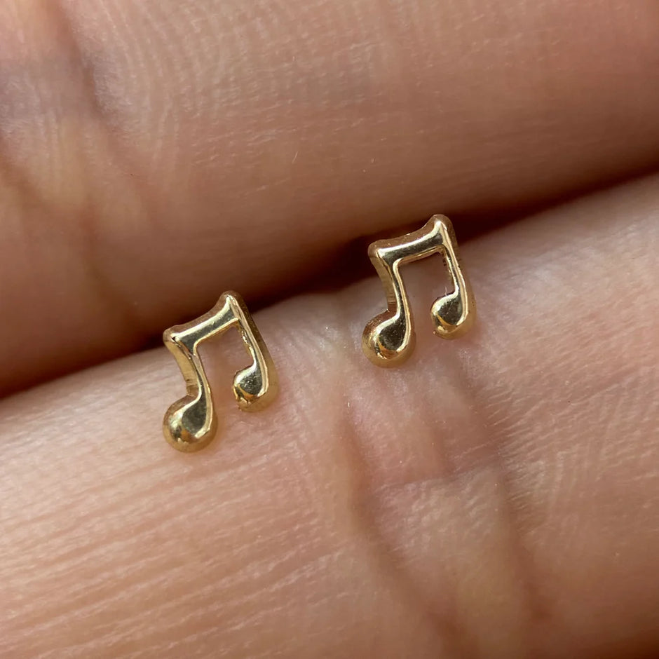 Broqueles Nota Musical en Oro Amarillo 10k Cod.BRO103