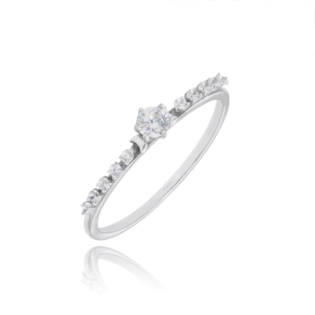 Anillo Danielle en Oro Blanco de 18k con Circonias