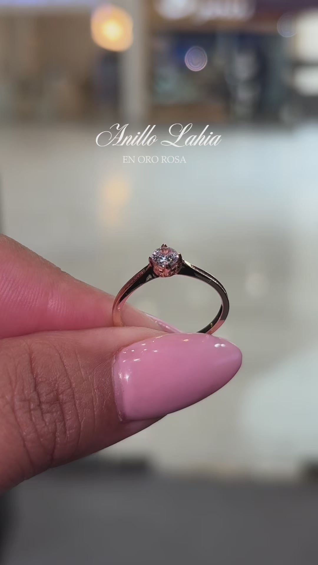 Anillo Lahia en oro rosa 10k con circonia