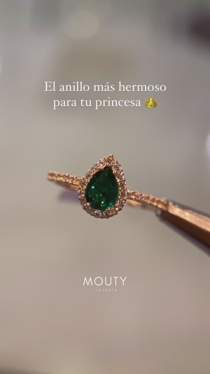 Ring in 10k yellow gold with green zirconia Cod: MAN284