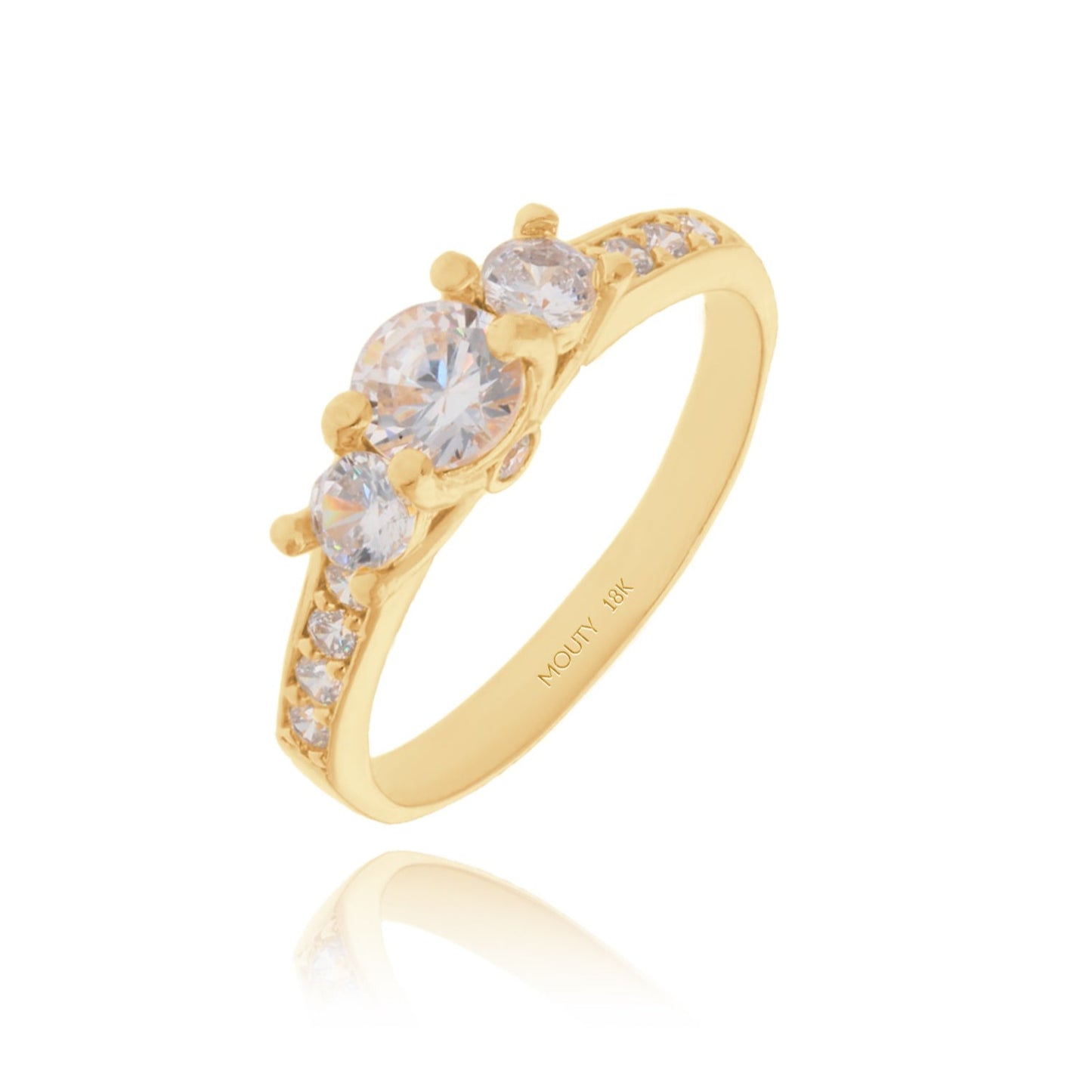 Anillo Cielo Oro Amarillo 18k con Circonia Blanca
