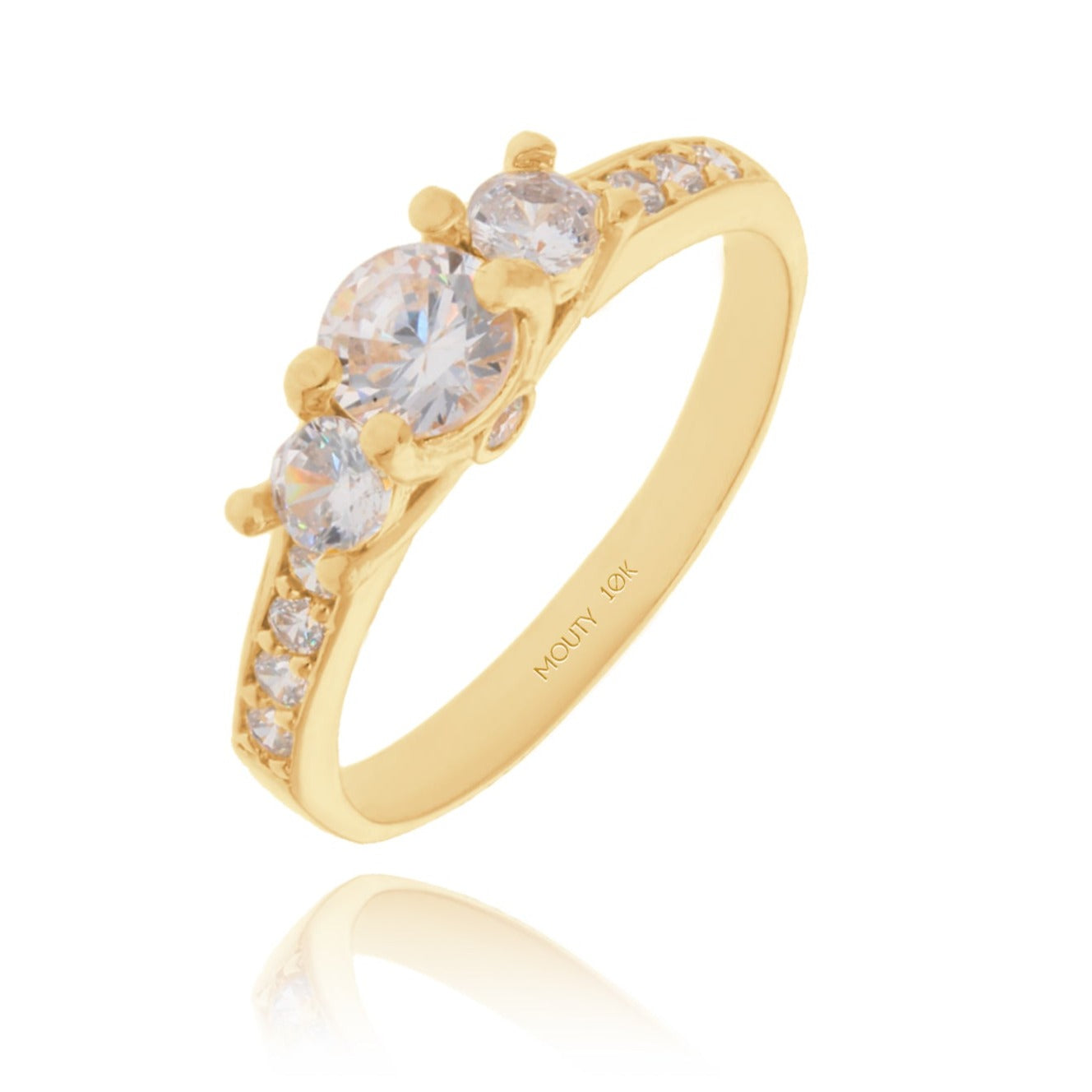 Anillo Cielo Oro Amarillo 10k con Circonia Blanca