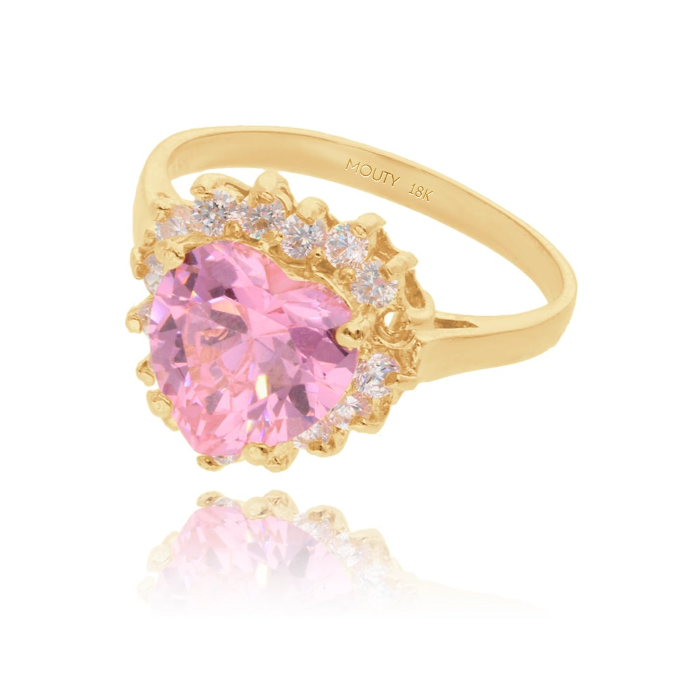 Anillo Serena en Oro amarillo 18k con Circonia Rosa Inspirado en Sailor M.