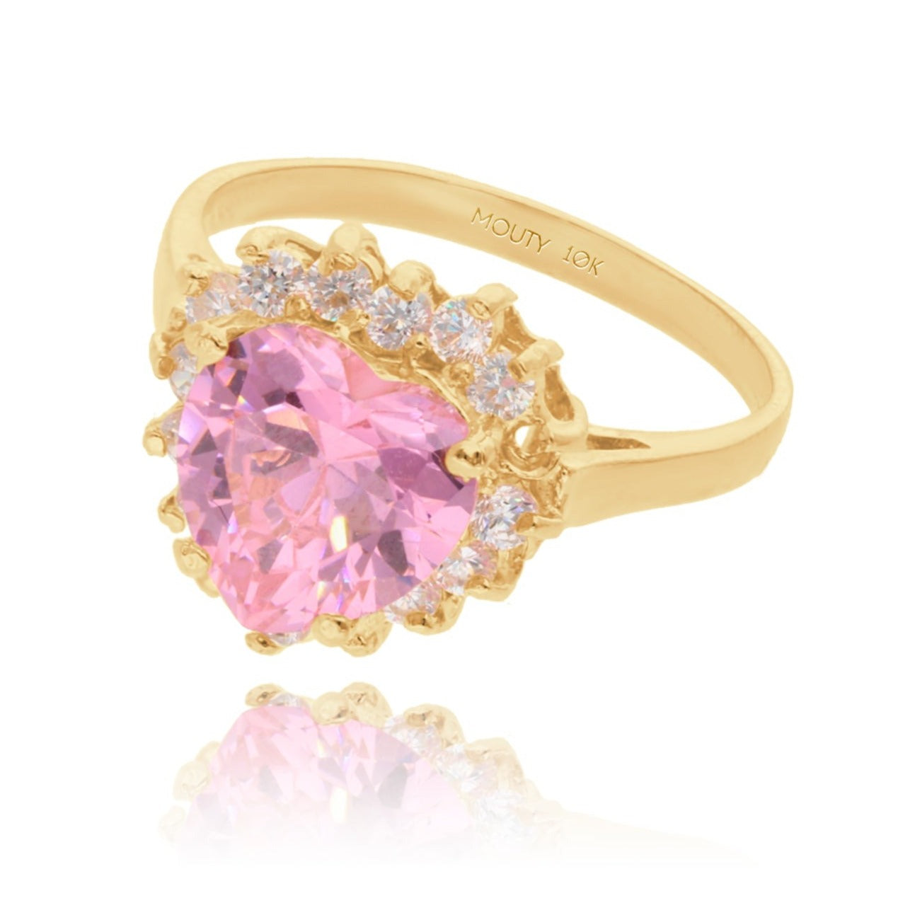 Anillo Serena en Oro amarillo 10k con Circonia Rosa Inspirado en Sailor M.