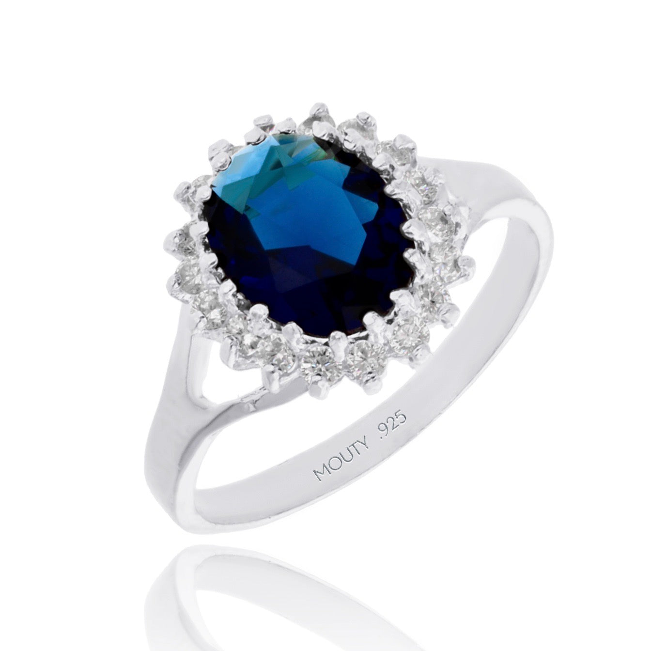Anillo Renata en Plata con Circonia Azul (Lady Di)