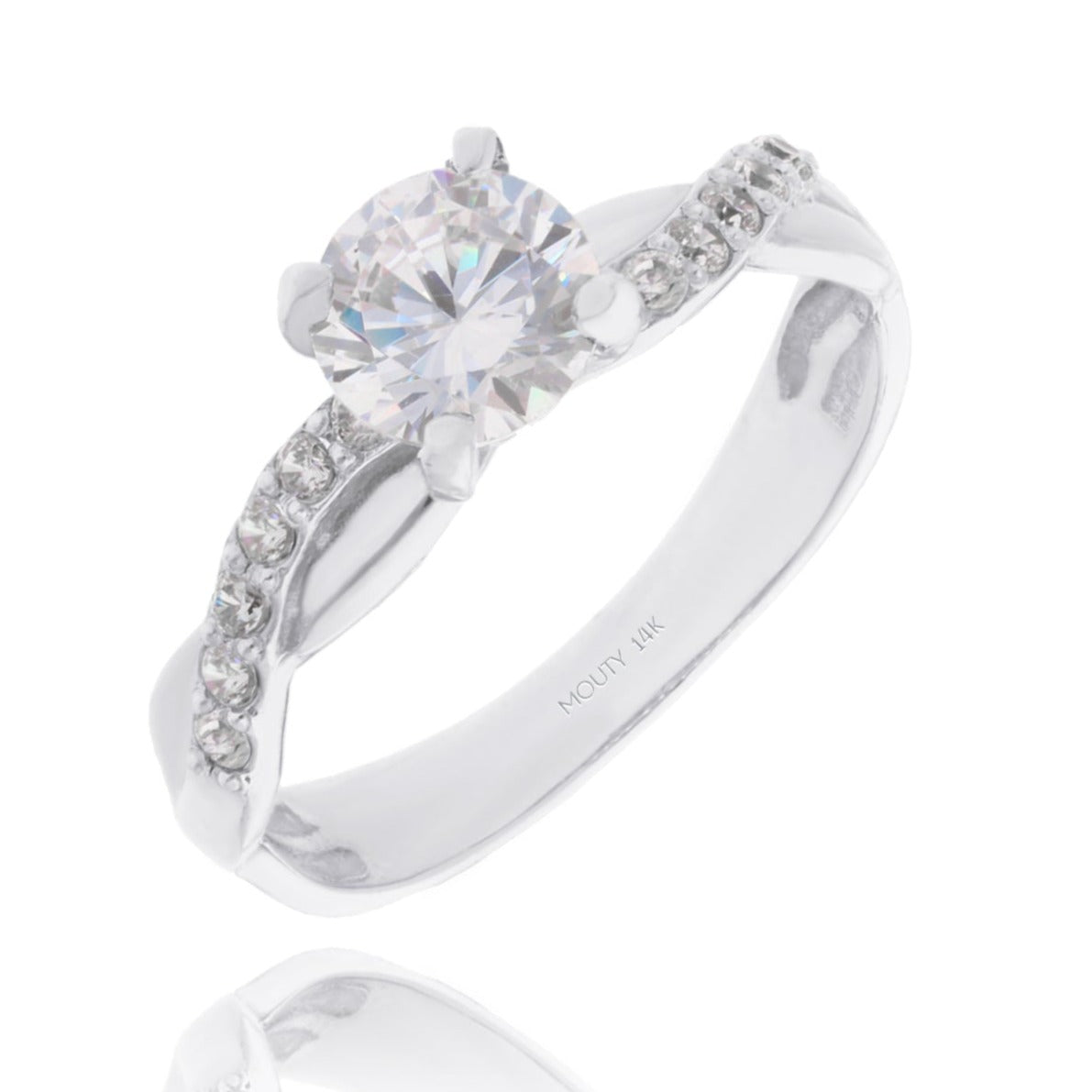 Anillo Charlize en Oro blanco 14k con Circonia