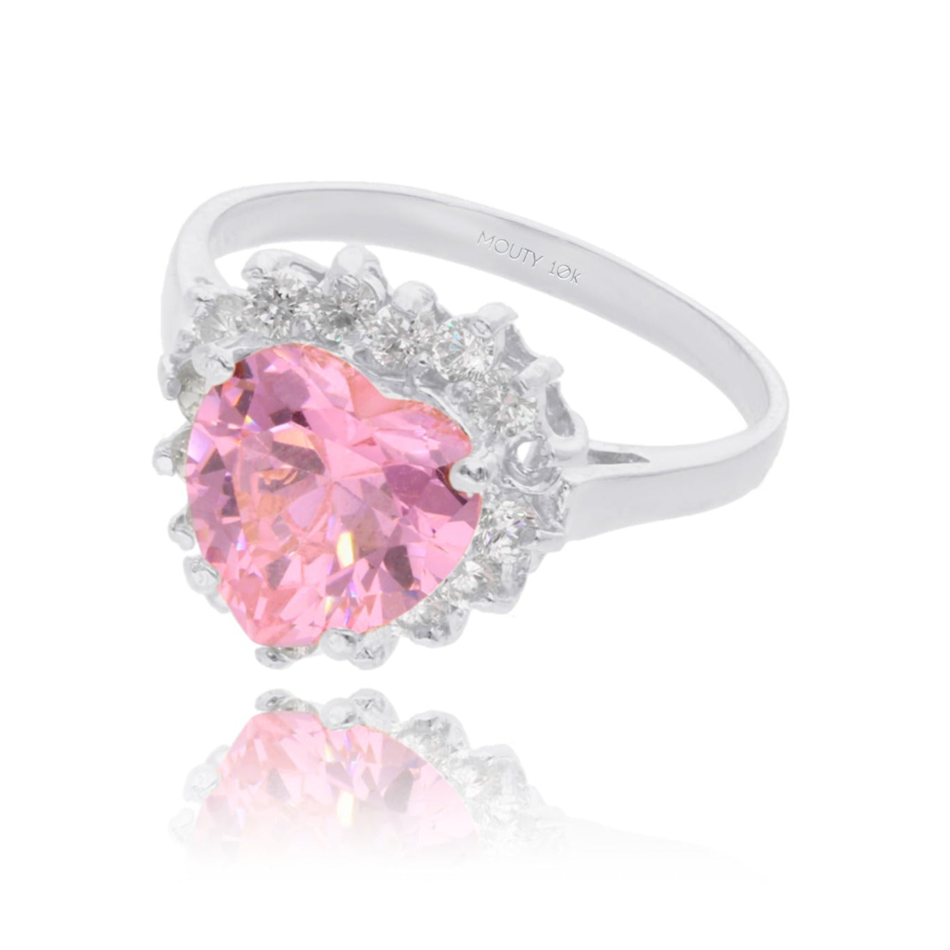 Anillo Serena en Oro blanco 10k con Circonia Rosa Inspirado en Sailor M.