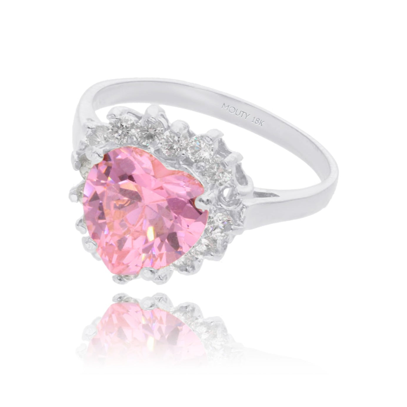 Anillo Serena en Oro blanco 18k con Circonia Rosa Inspirado en Sailor M.