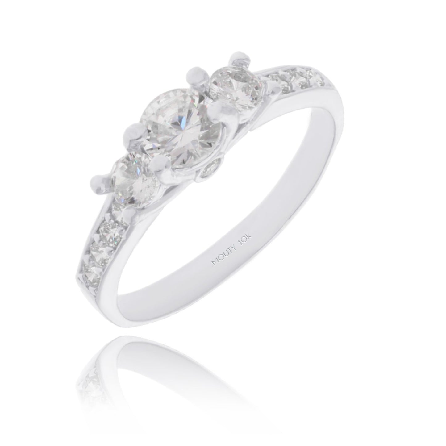 Anillo Cielo en Oro blanco 10k con Circonia Blanca
