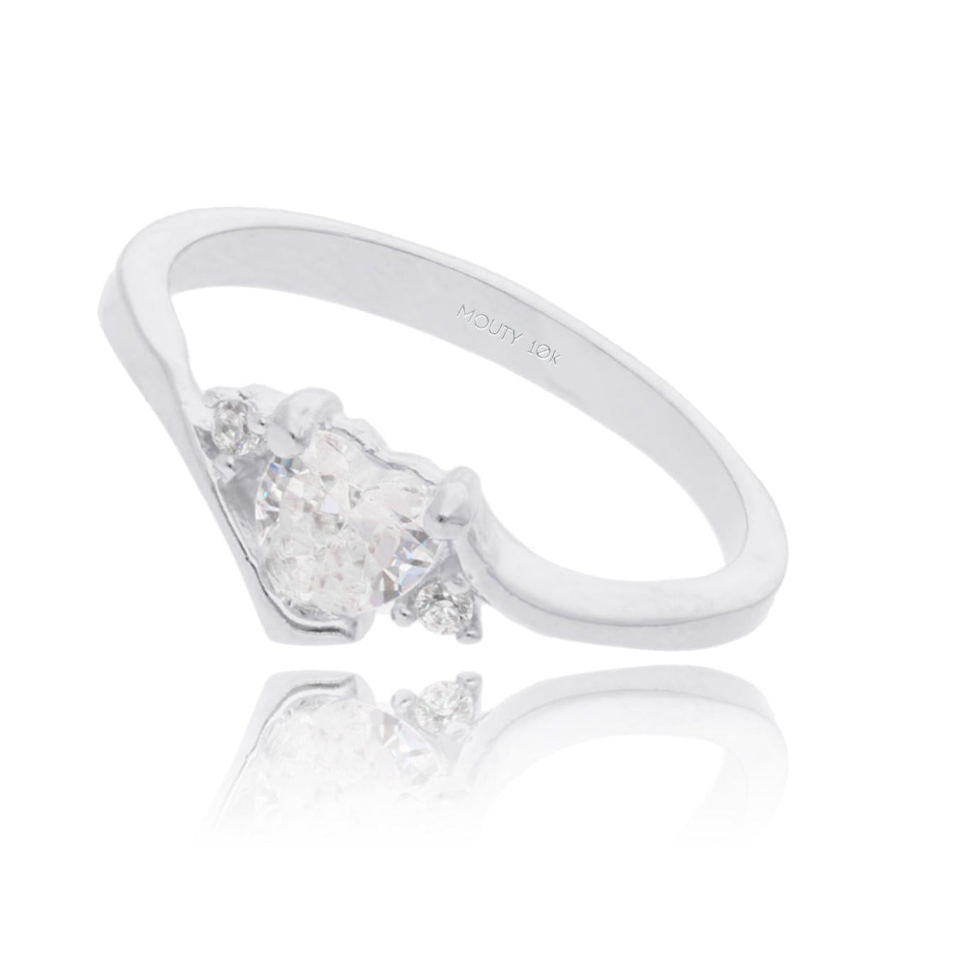 Anillo Alice en Oro blanco 10k con circonia