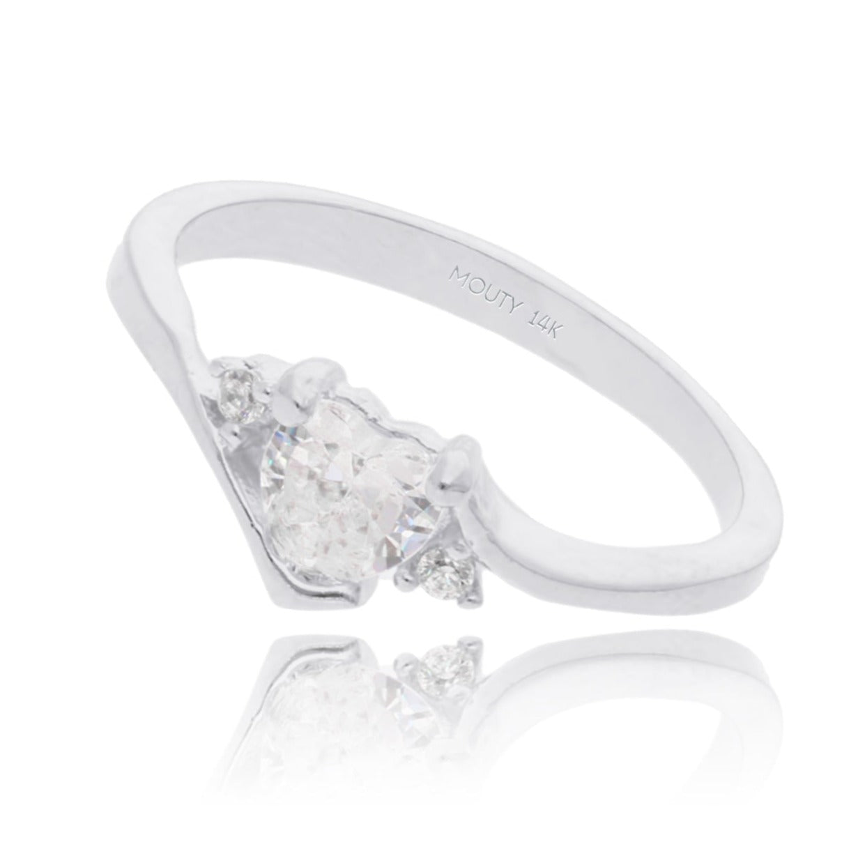Anillo Alice en Oro blanco 14k con circonia