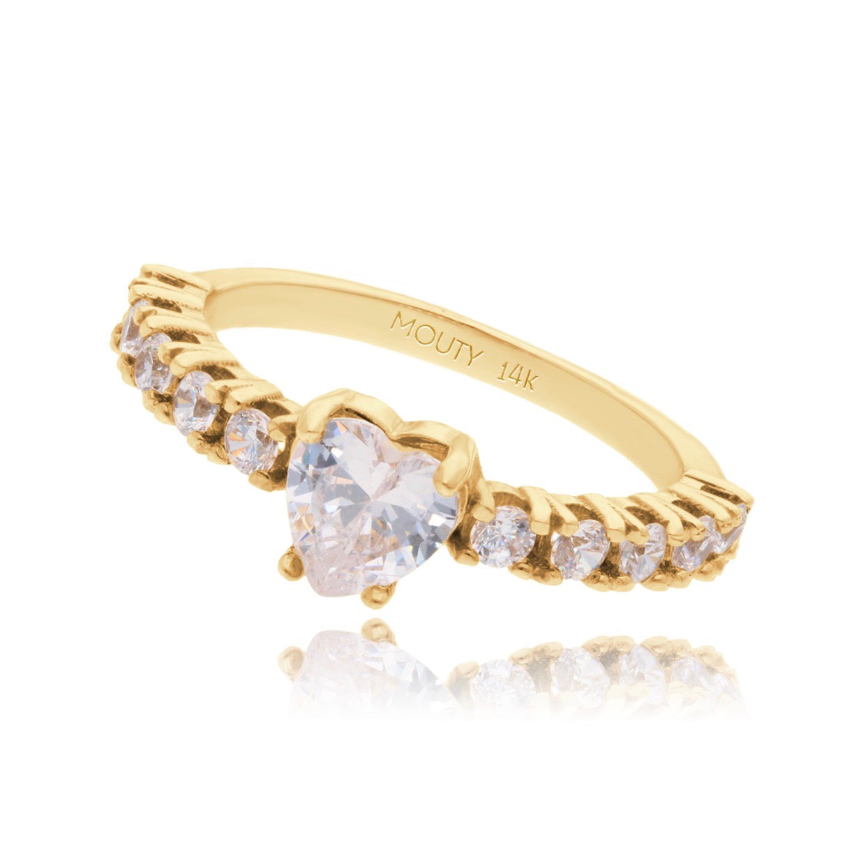 Anillo Amour en Oro Amarillo de 14k con Circonias