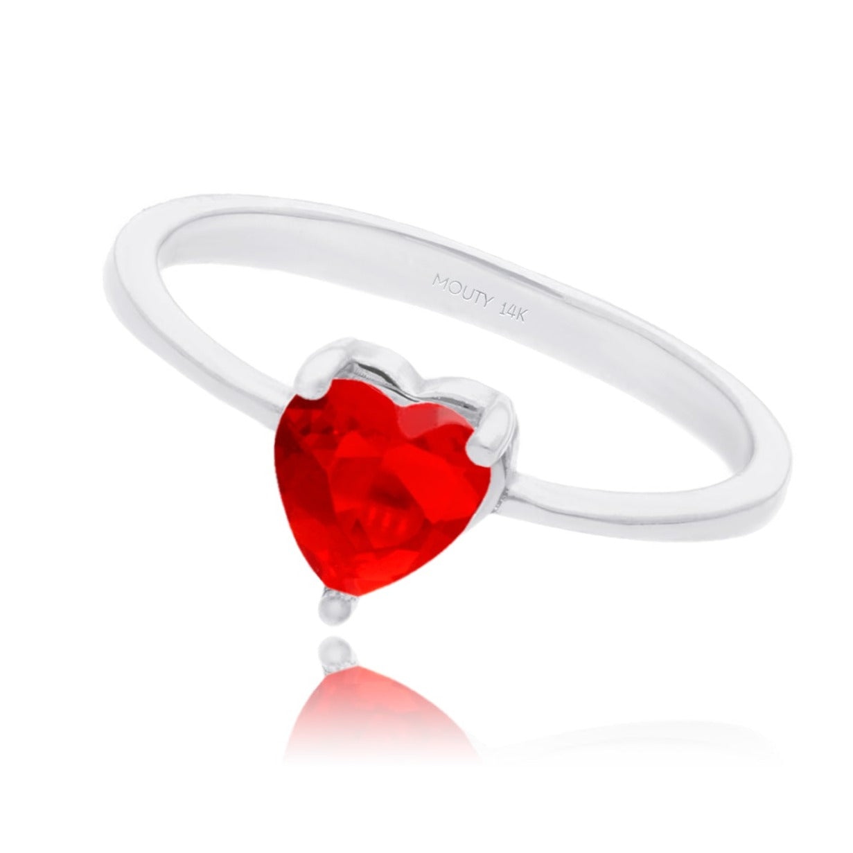 Anillo Zara en Oro Blanco 14k con Circonia Roja