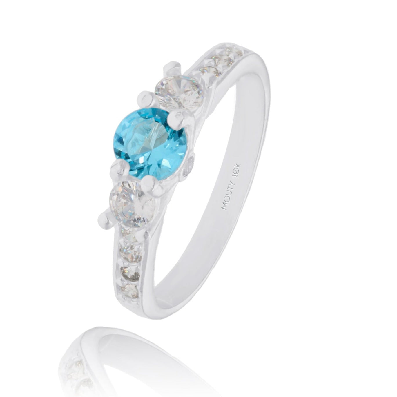 Anillo Cielo en Oro blanco 10k con Circonia Azul