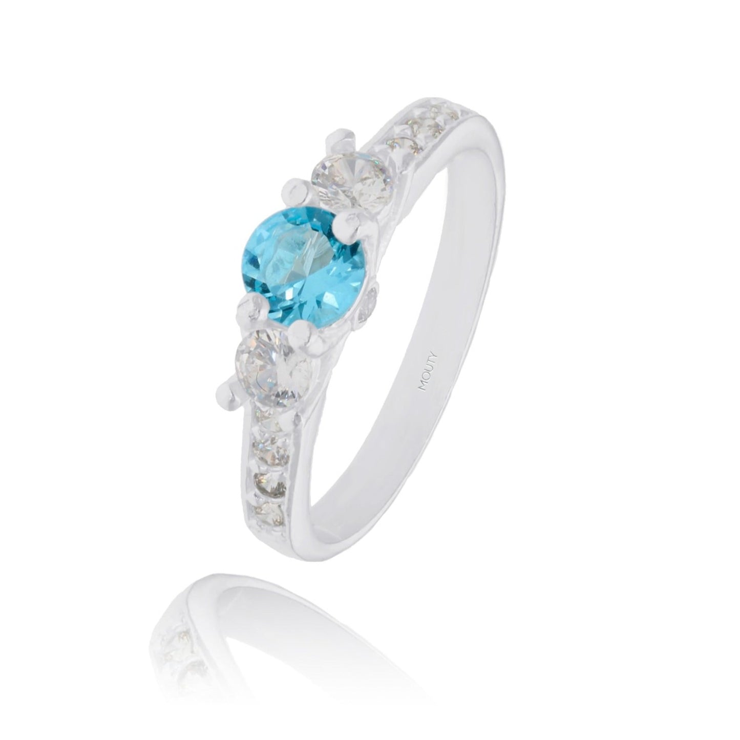 Anillo Cielo en Oro blanco 14k con Circonia Azul