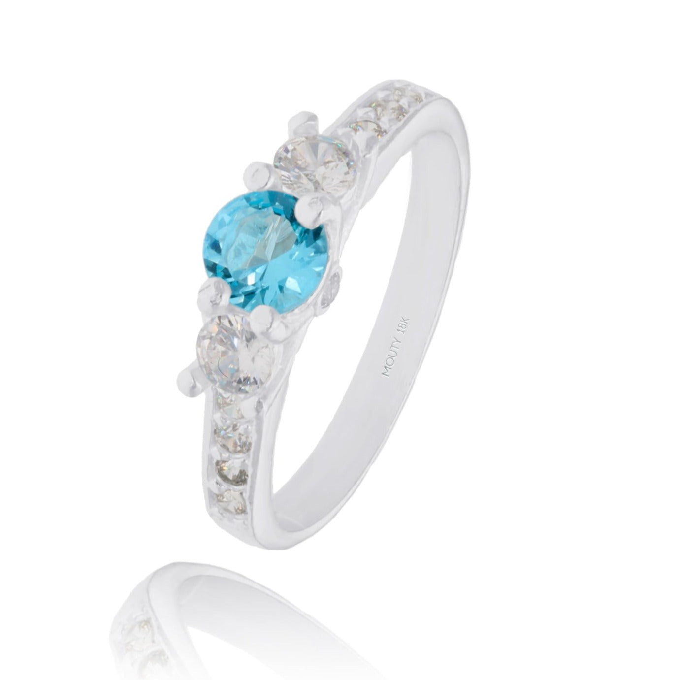 Anillo Cielo en Oro blanco 18k con Circonia Azul