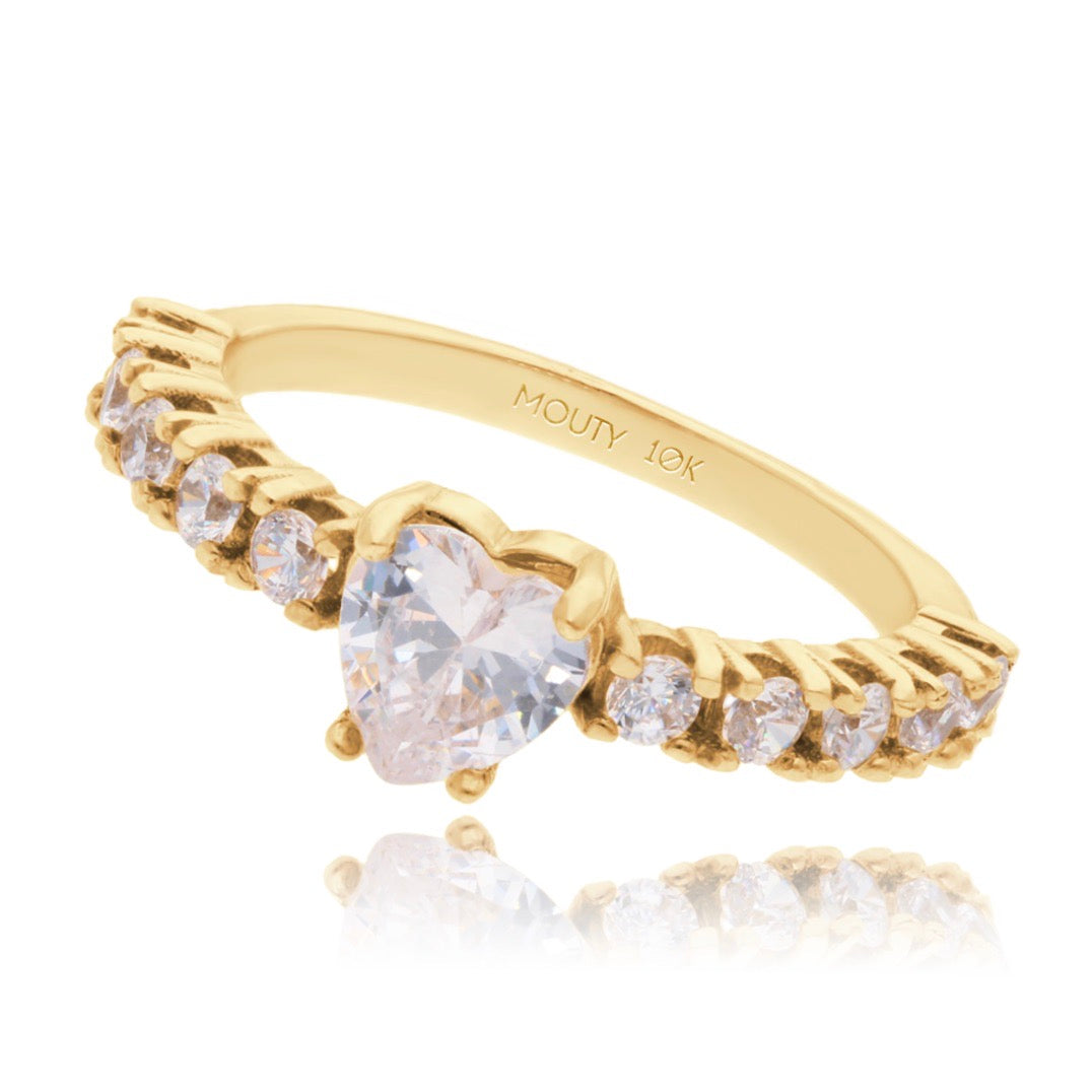 Anillo Amour en Oro Amarillo de 10k con Circonias