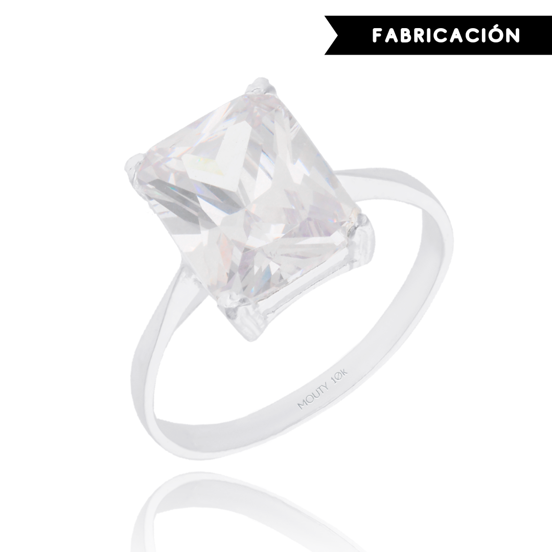 Anillo Christine en Oro blanco 10k con circonia