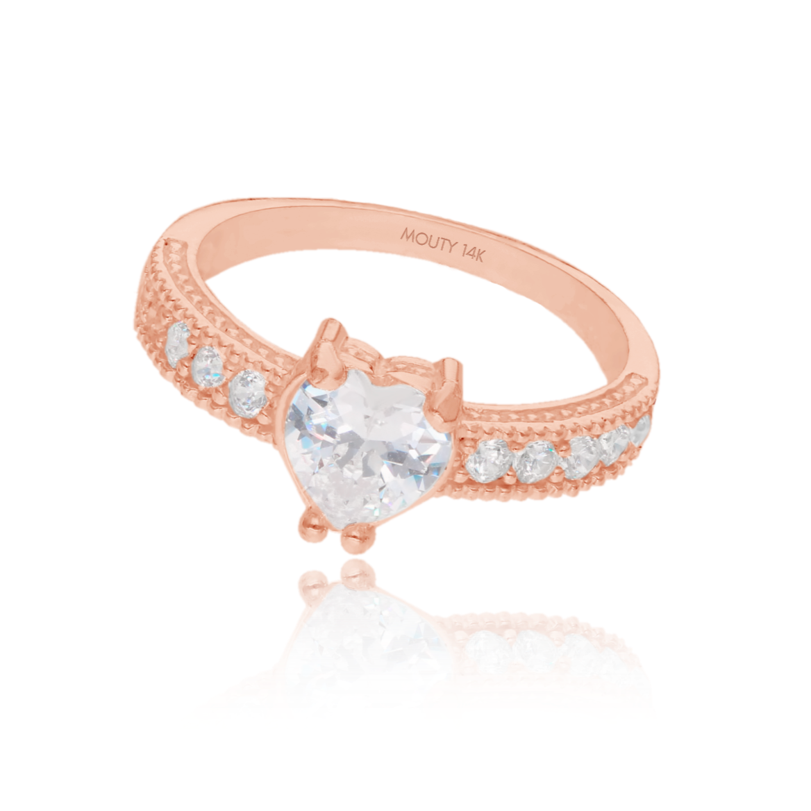 Anillo Fanny en Oro Rosa 14k con Circonia Blanca
