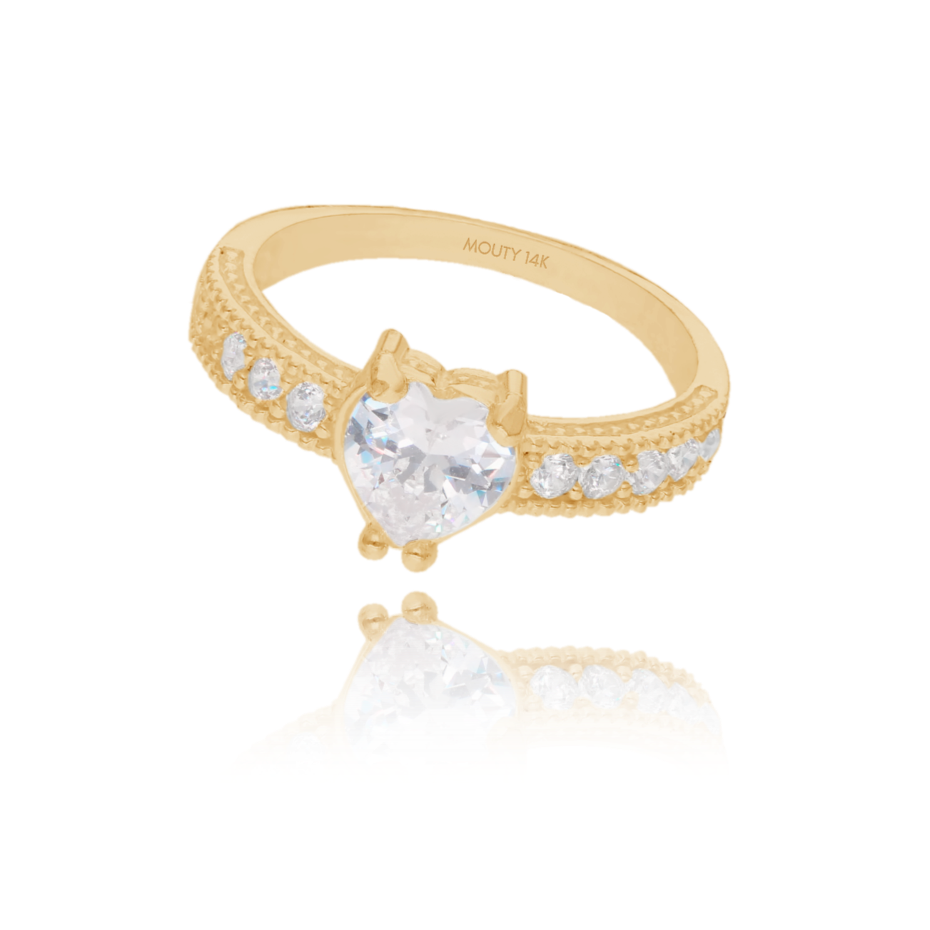 Anillo Fanny Oro Amarillo 14k con Circonia Blanca