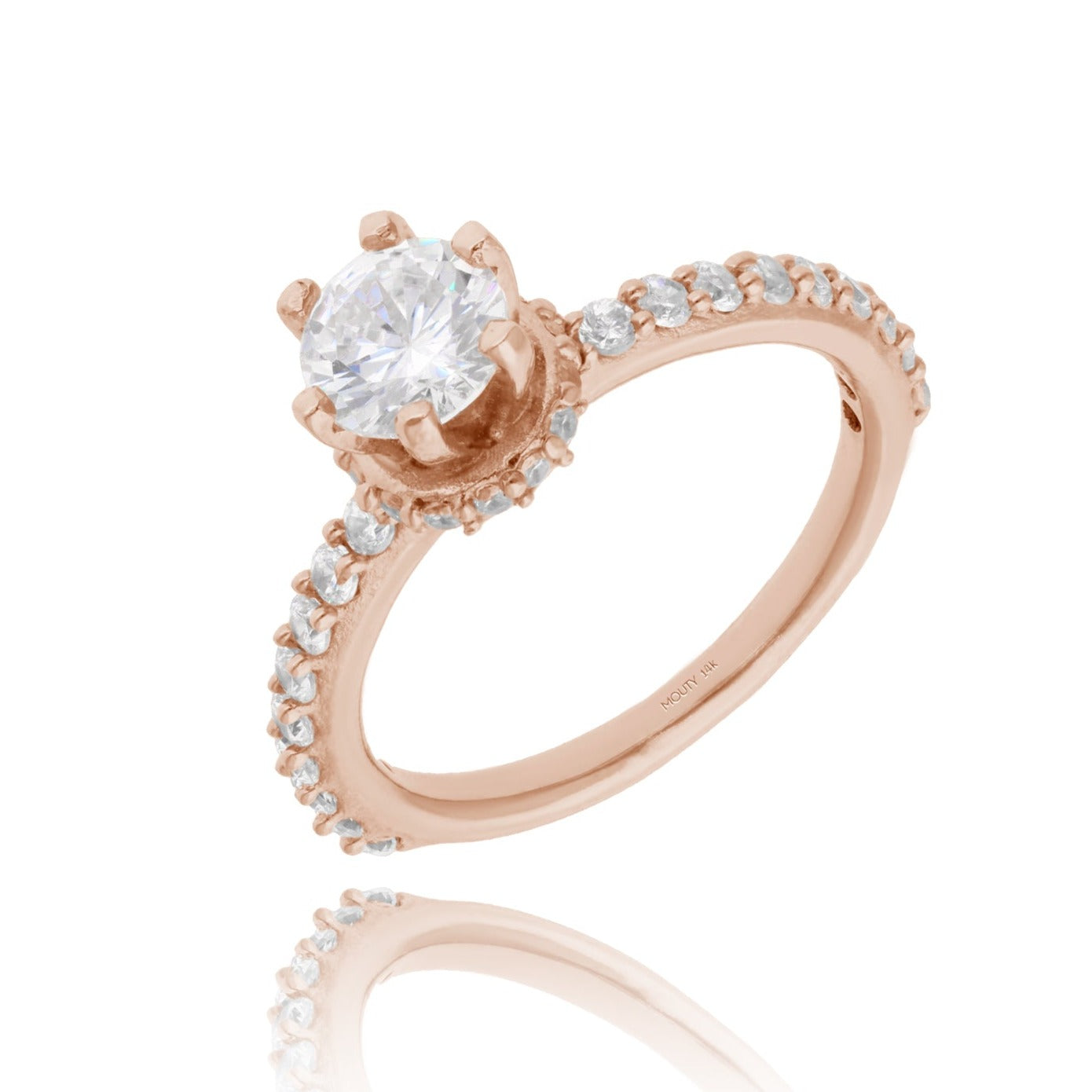 Anillo Helena en Oro Rosa 14k con Circonia
