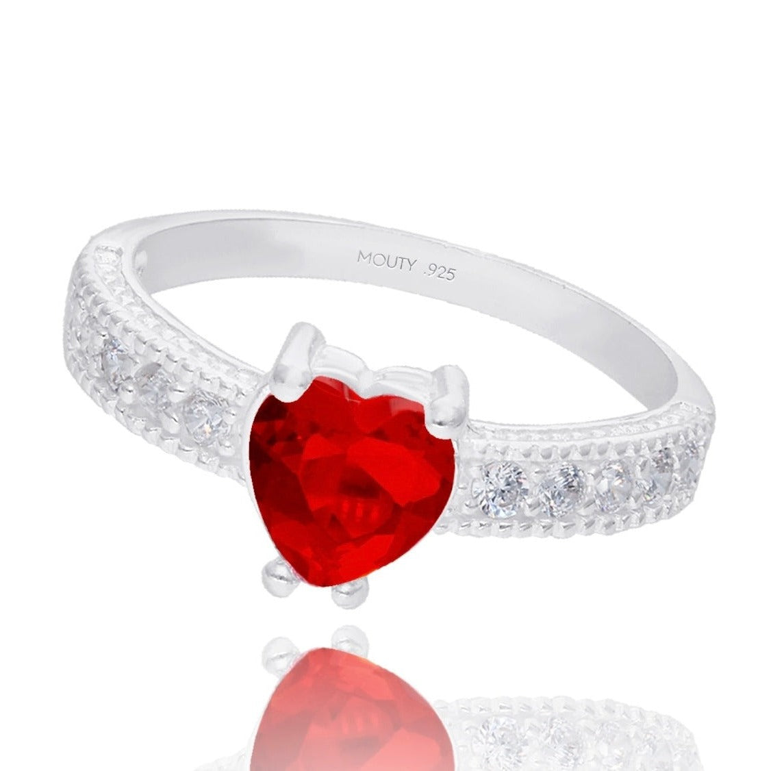 Anillo Fanny en Plata con Circonia Roja