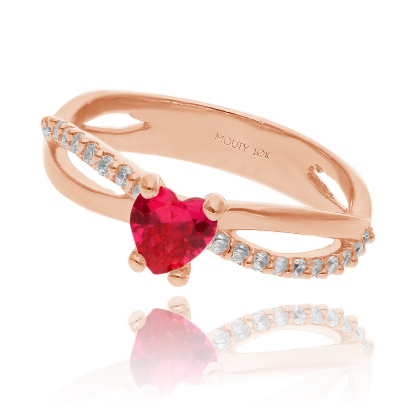 Anillo Lenn en Oro Rosa 10k con Circonia roja