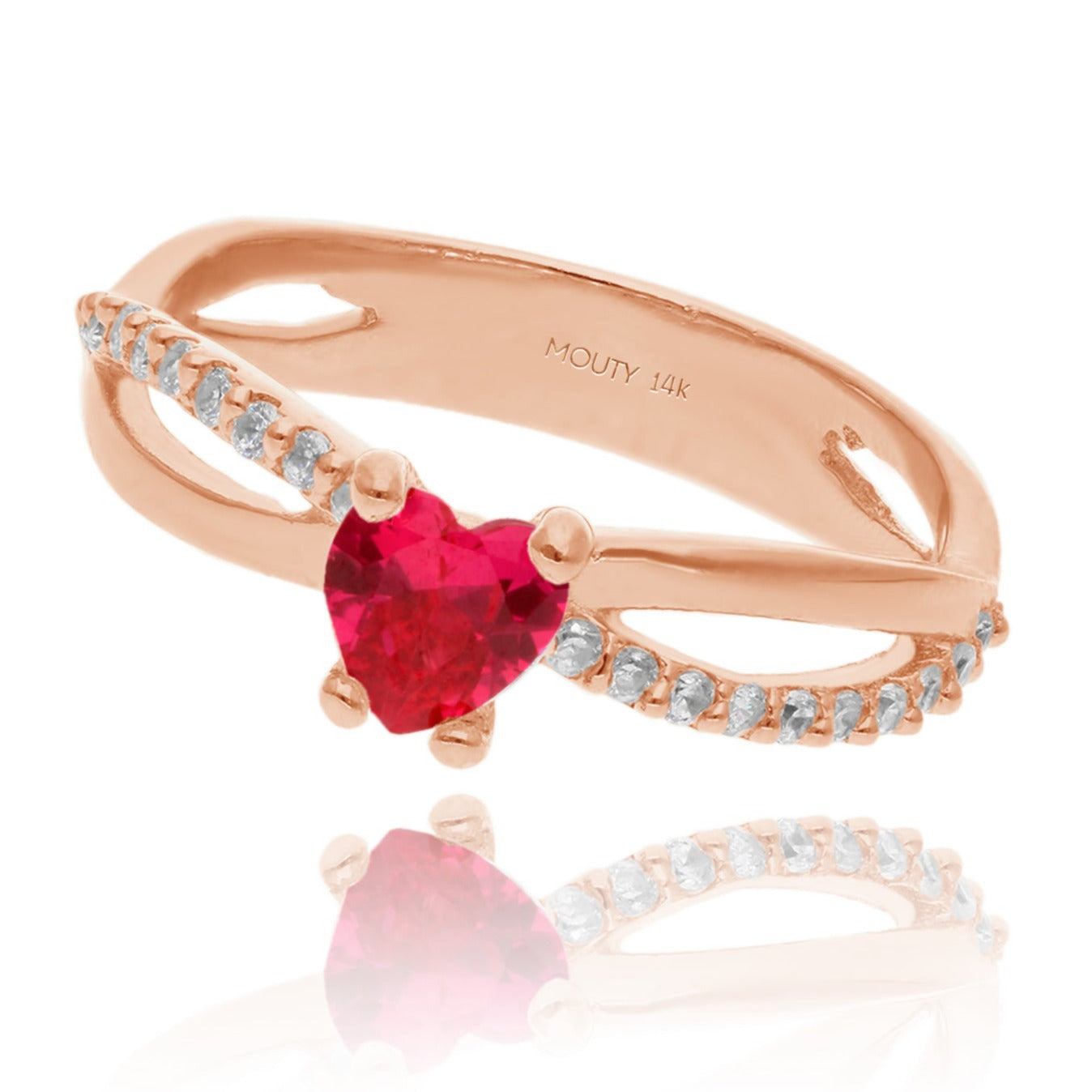 Anillo Lenn en Oro Rosa 14k con Circonia roja