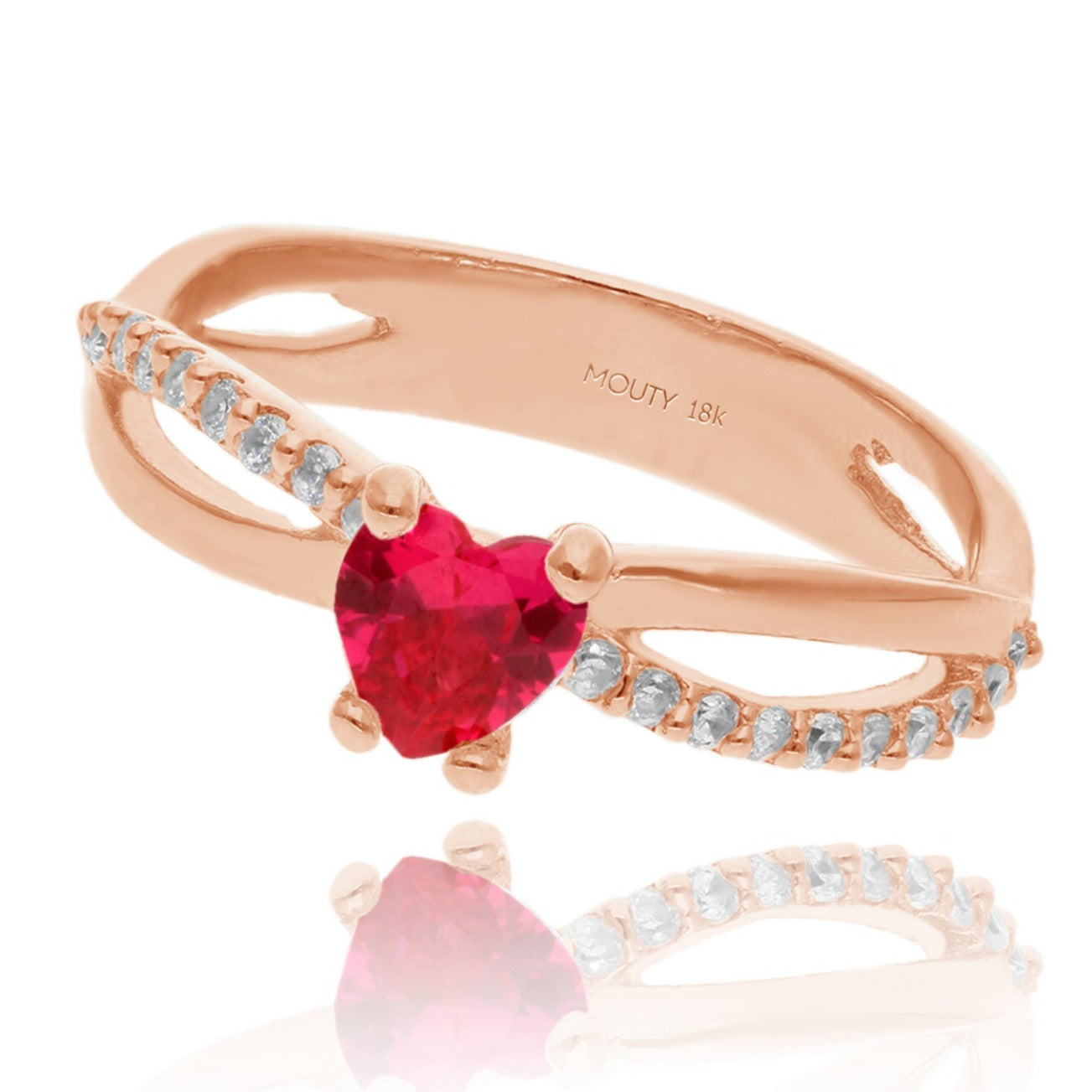 Anillo Lenn en Oro Rosa 18k con Circonia roja