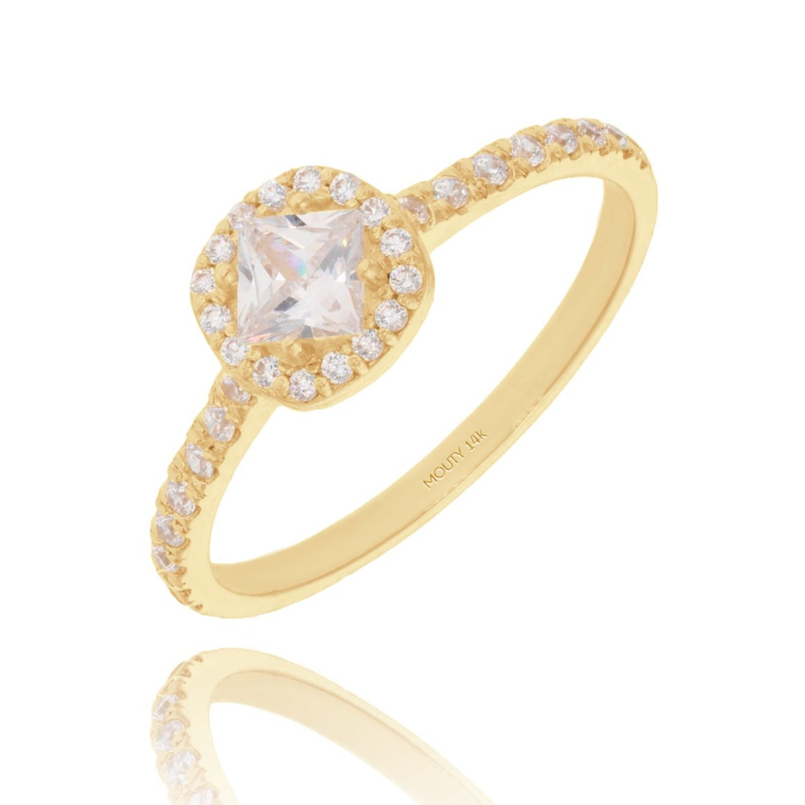 Anillo Alondra en Oro amarillo 14k con Circonias
