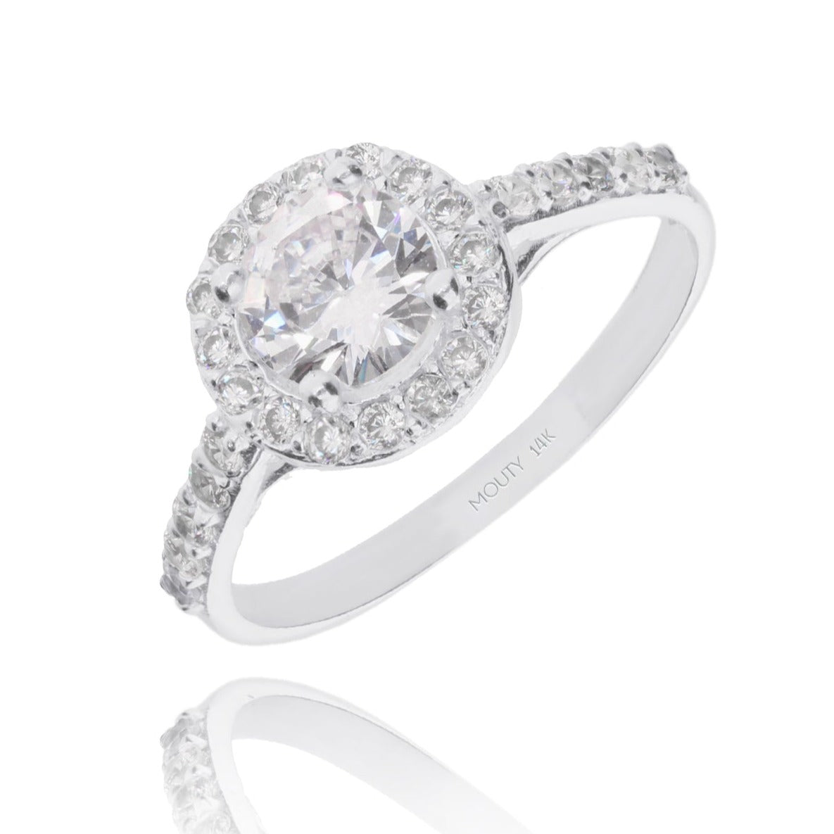Anillo Adelaide en Oro blanco 14k con circonias